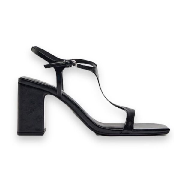 ZARA | Black | BLOCK HEEL SANDALS - Picture 5 of 8